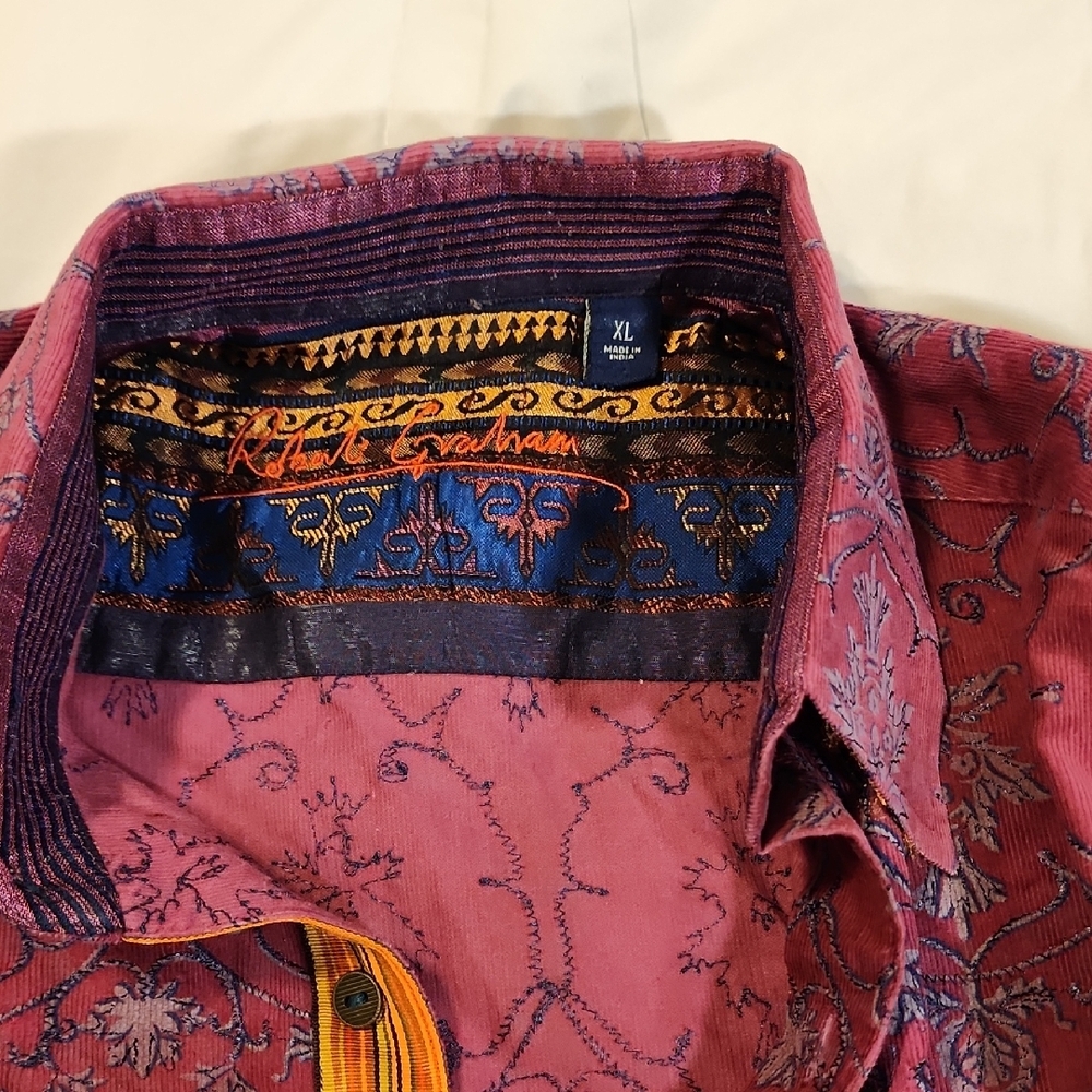 Robert Graham Maroon Patterned Button-Down with Y… - image 2